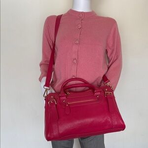 NWT. Erica Anenberg Pink Handbag. Gold hardware.